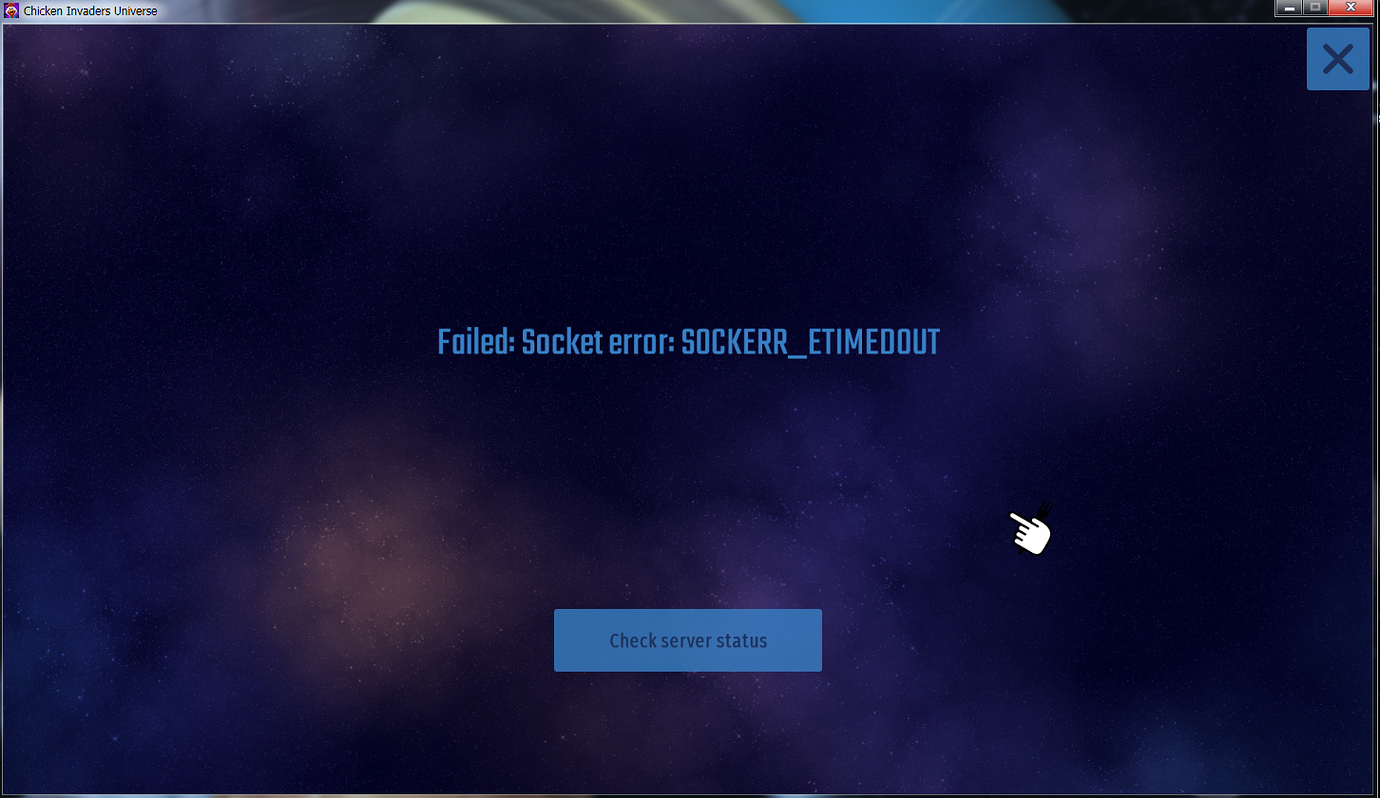 Failed Socket Error SOCKETRR_ETIMEDOUT - Chicken Invaders Universe