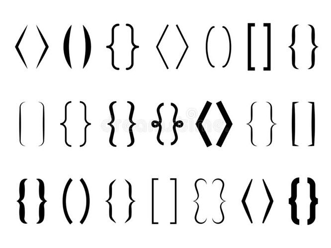 text-brackets-curly-braces-square-corner-parentheses-bracket-punctuation-shapes-messages-vector-calligraphy-symbols-155707979