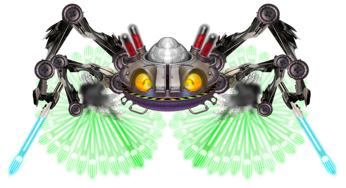 General_Robotic_Space_Crab_with_spining_forksabers