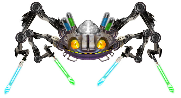 General Robotic Space Crab with forksabers