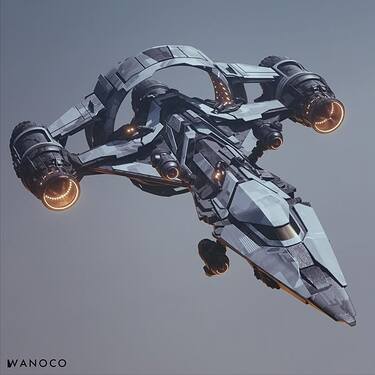 wanoco4D en Instagram_ “Spaceship_ Lamprey-45 my old 3D spacecraft design I rebuild this traveling vehicle with more small engines and tried new…”