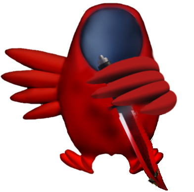 Red Chicken Impostor with bloody knife
